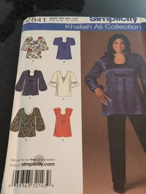 Simplicity Pattern 2841 Women's Shirt Tunic Top Plus Size 26-32 New Uncut